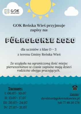 Półkolonie 2020 - GOK Reńska Wieś