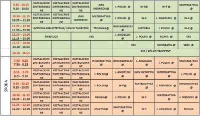 Plan lekcji nauka zdalna