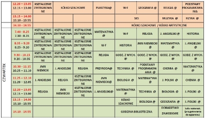 Plan lekcji nauka zdalna