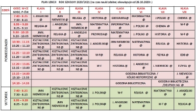 Plan lekcji nauka zdalna