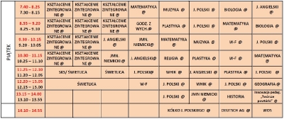 Plan lekcji nauka zdalna