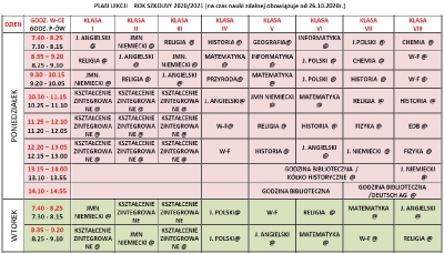 Plan lekcji nauka zdalna