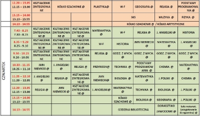 Plan lekcji nauka zdalna