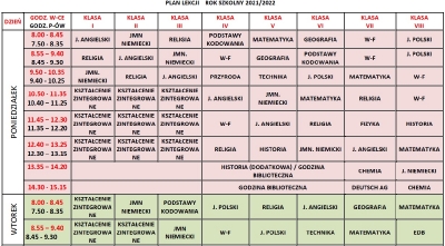 plan lekcji od 13.09.2021r. nowy