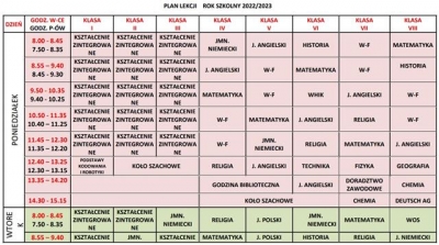 plan lekcji nowy 2022/2023