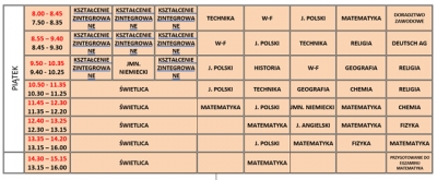 Plan lekcji- zmiana