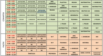 Plan lekcji 2024/2025 zmiana II półrocze